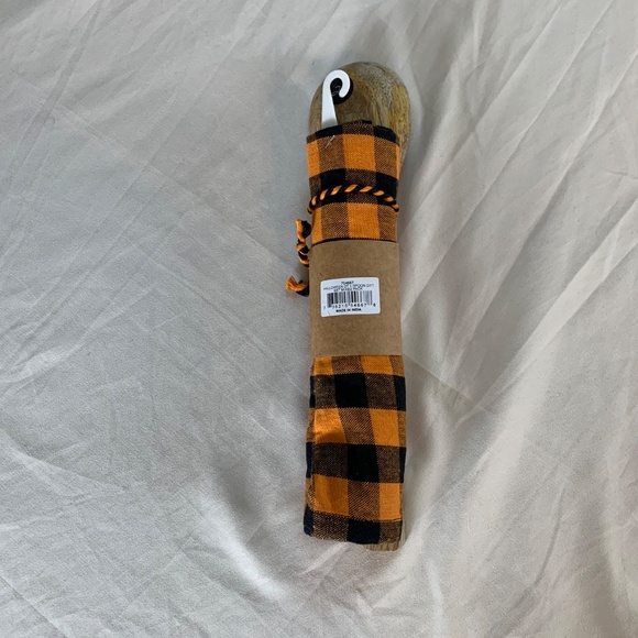 Spooky Halloween Wooden Spoon & Black Gingham Dish Towel Set - Picture 4 of 6